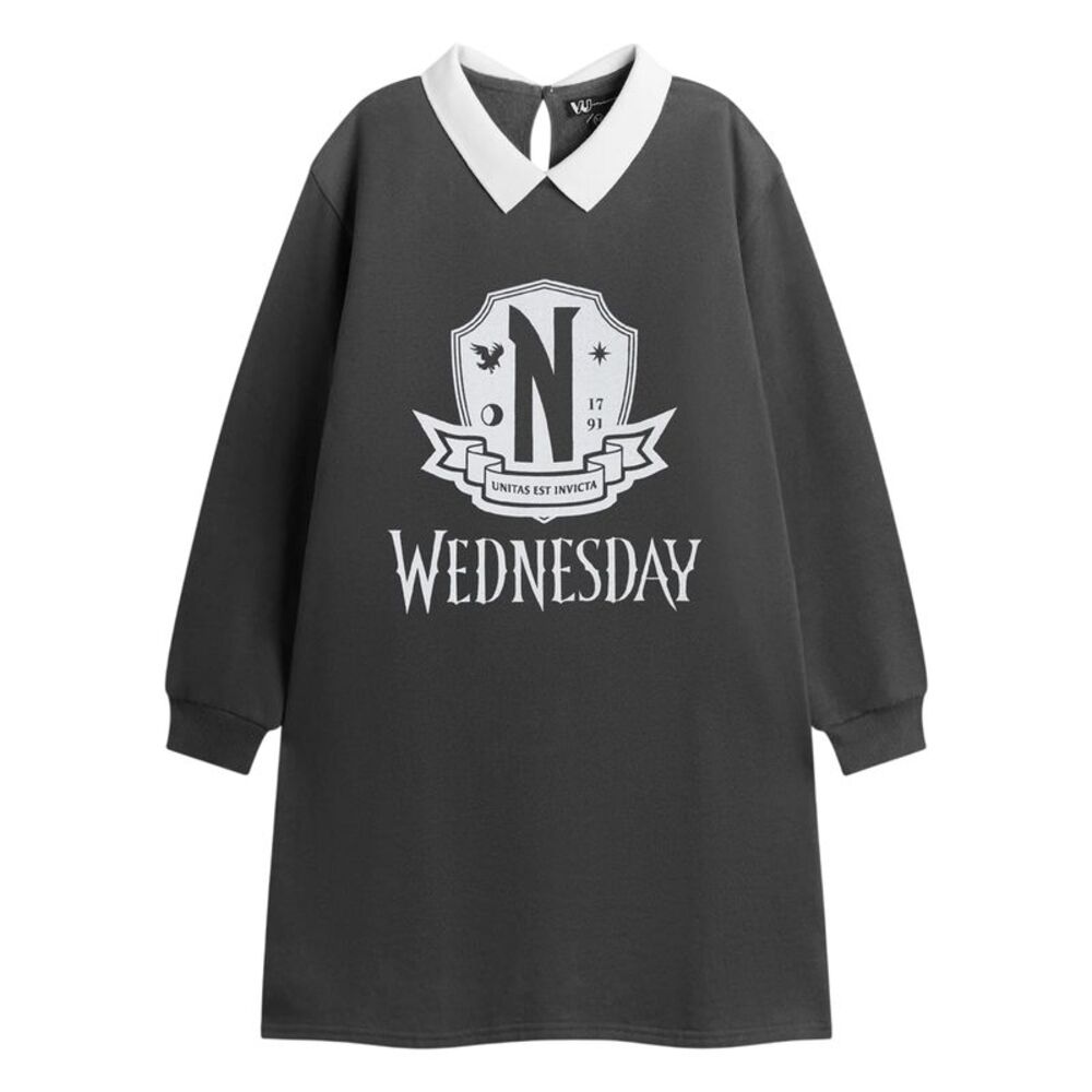 Wednesday Girls Unitas Est Invicta Sweatshirt Dress / Black